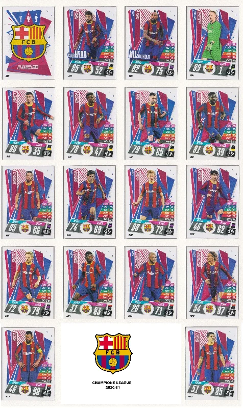 000. FC BARCELONA KOMPLETT SETT MED TOPPS CHAMPIONS LEAGUE 2020/21