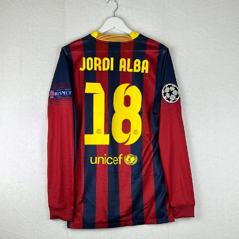 Barcelona 2013/2014 Player Issue Home Shirt - Jordi Alba 18 - Long Sleeve