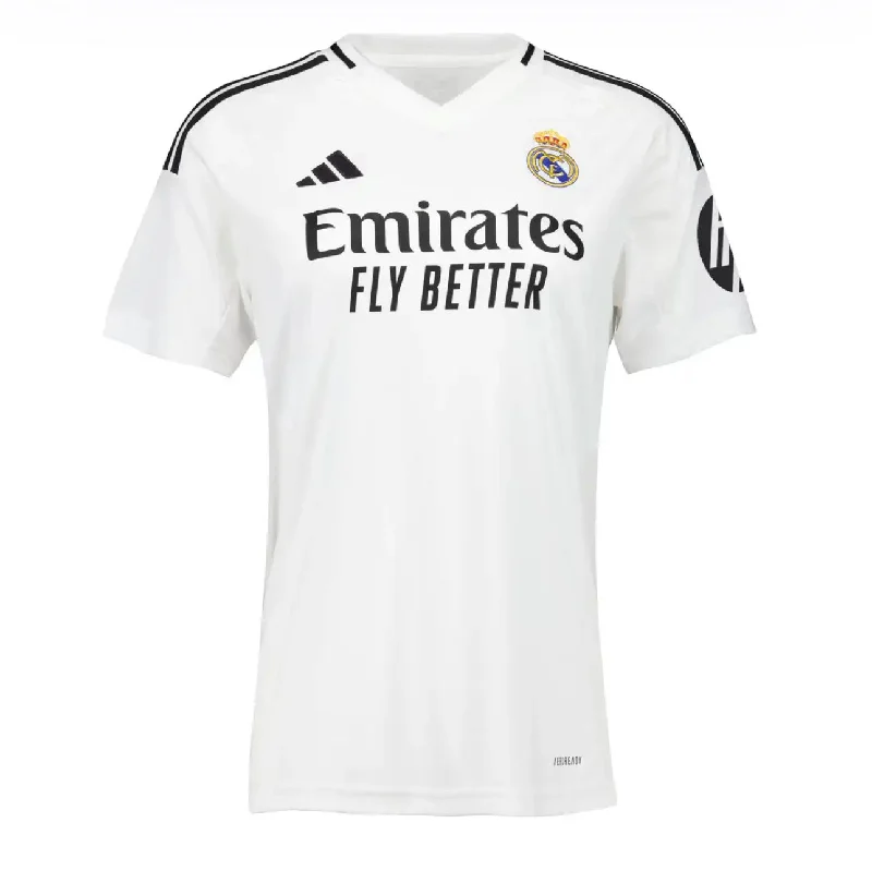 Camisola Feminina Real Madrid I 24/25 - Branco com Patrocínio HP