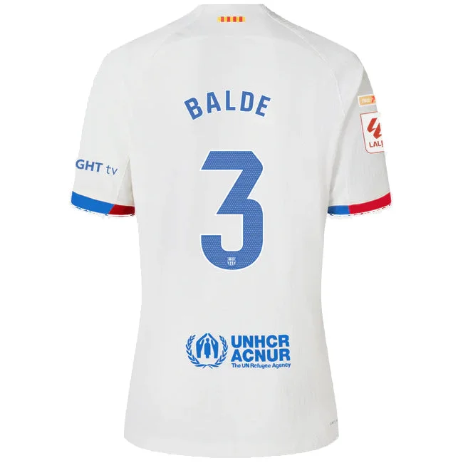 Nike Barcelona Balde Authentic Match Away Jersey 23/24 w/ LaLiga Patches (White/Royal Blue)