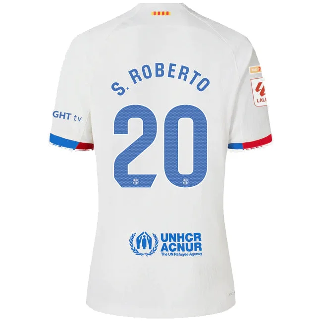 Nike Barcelona Sergi Roberto Authentic Match Away Jersey 23/24 w/ LaLiga Patches (White/Royal Blue)