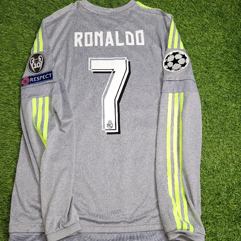 Cristiano Ronaldo Real Madrid 2015 2016 Away Long Sleeve Soccer Jersey Shirt L SKU# S12686