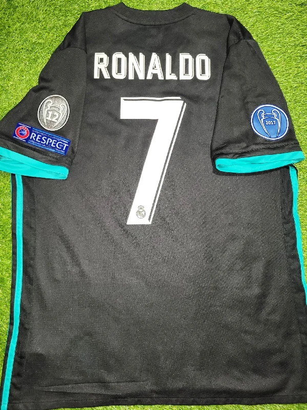 Cristiano Ronaldo Real Madrid 2017 2018 UEFA Away Soccer Jersey Shirt L SKU# BR3543