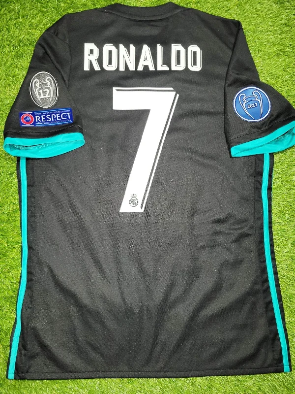 Cristiano Ronaldo Real Madrid 2017 2018 UEFA Away Soccer Jersey Shirt M SKU# BR3543