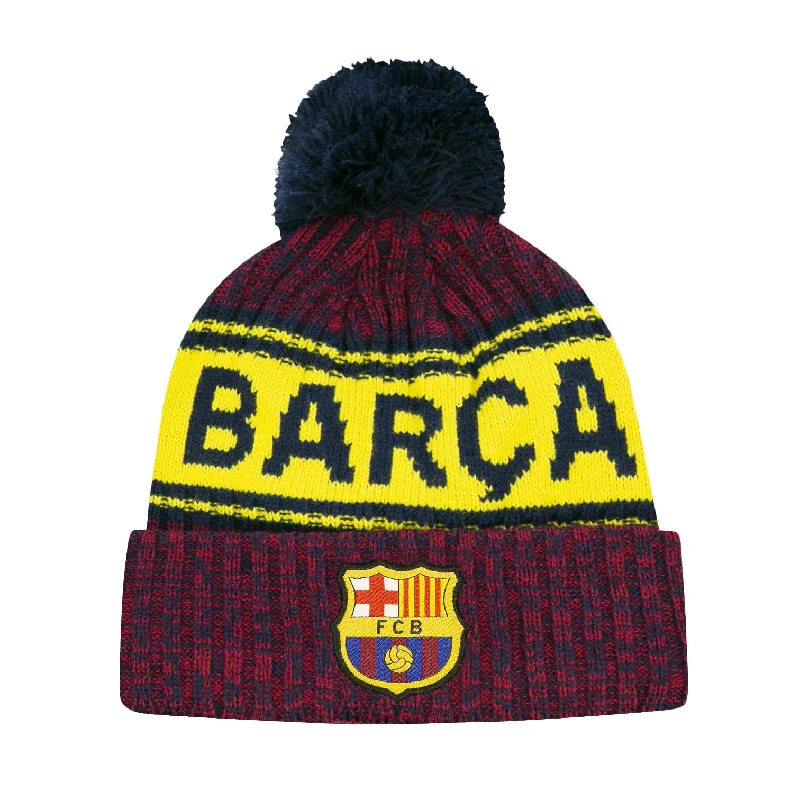 FC Barcelona Adult Crowned Unisex Pom Beanie