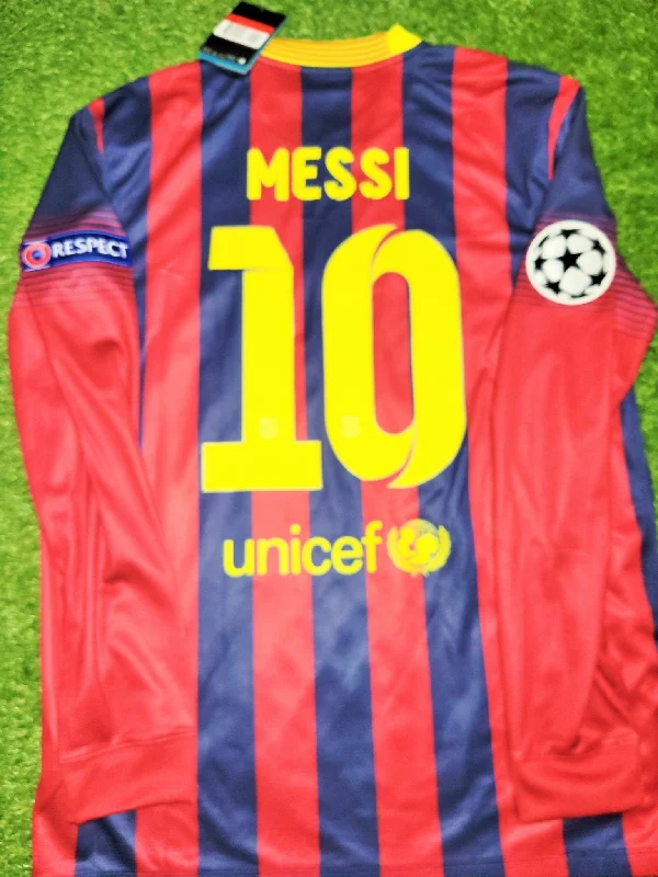 Messi Barcelona 2013 2014 UEFA Home Long Sleeve Soccer Jersey Shirt BNWT L SKU# 547926-413