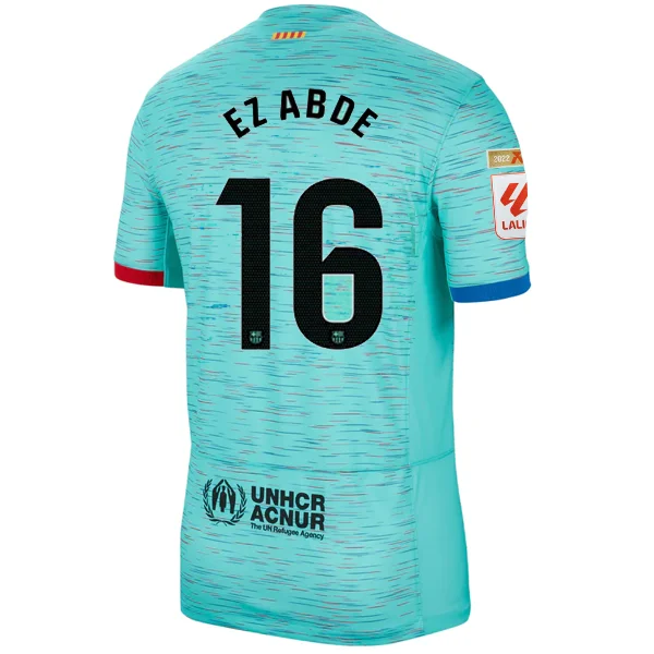 Nike Barcelona Ez Abde Third Jersey w/ La Liga Champion Patches 23/24 (Light Aqua/Royal Blue)