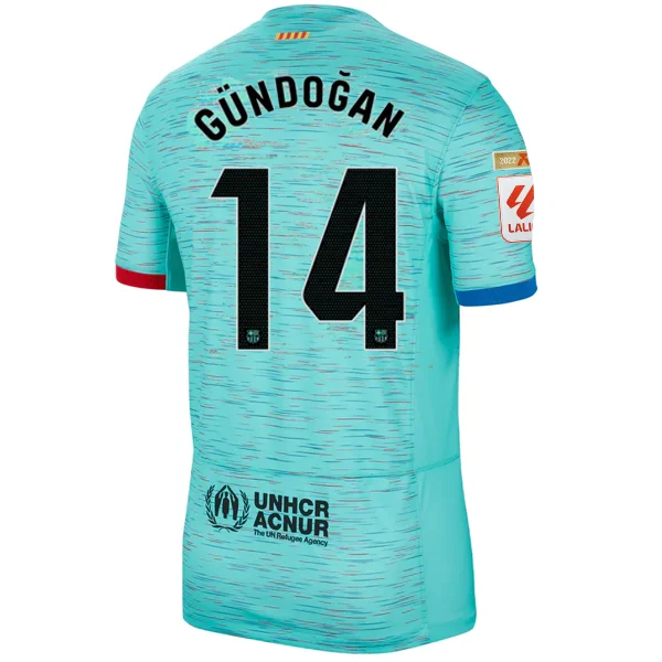 Nike Barcelona İlkay Gündoğan Third Jersey w/ La Liga Champion Patches 23/24 (Light Aqua/Royal Blue)