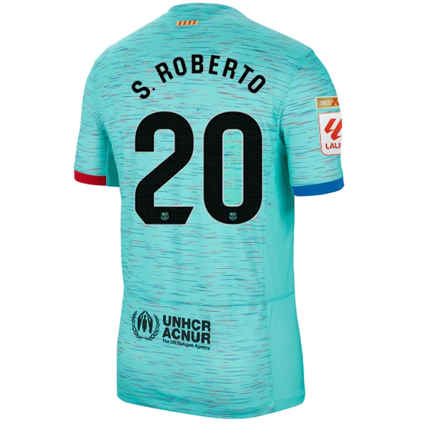 Nike Barcelona Sergi Roberto Third Jersey w/ La Liga Champion Patches 23/24 (Light Aqua/Royal Blue)