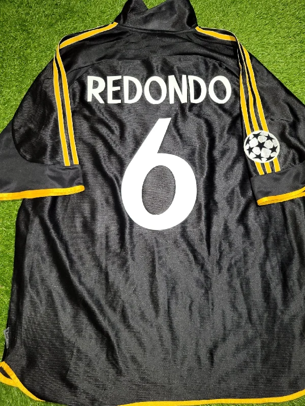 Redondo Real Madrid Black Away UEFA FINAL 1999 2000 Soccer Jersey XL SKU# 627113 ASR001/02