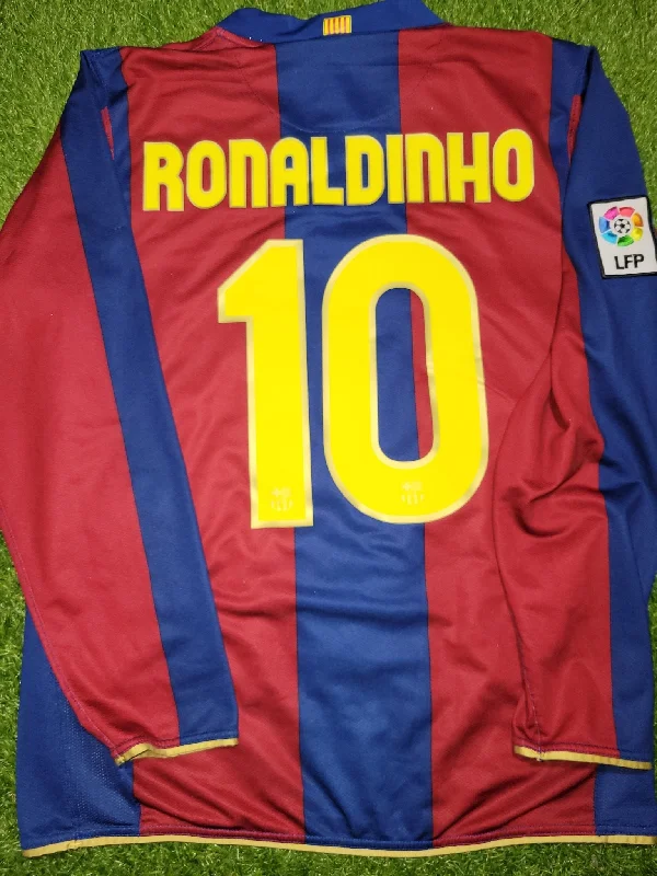 Ronaldinho Barcelona Anniversary 2007 2008 Long Sleeve Soccer Jersey Shirt M SKU# 244793-655