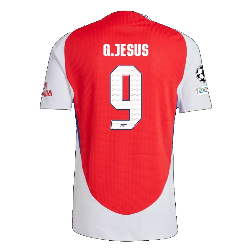 adidas Arsenal Authentic Gabriel Jesus Home Jersey w/ Champions League Patches 24/25 (Better Scarlet/White)