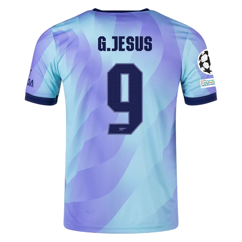 adidas Arsenal Authentic Gabriel Jesus Third Jersey w/ Champions League Patches 24/25 (Clear Aqua/Light Flash Purple)