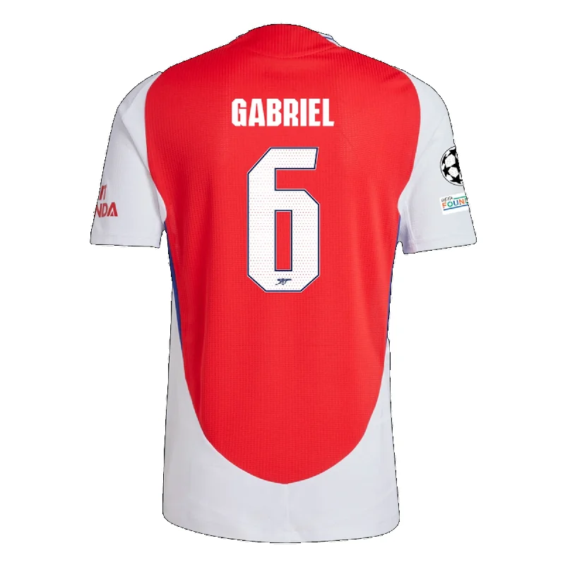 adidas Arsenal Authentic Gabriel Magalhães Home Jersey w/ Champions League Patches 24/25 (Better Scarlet/White)