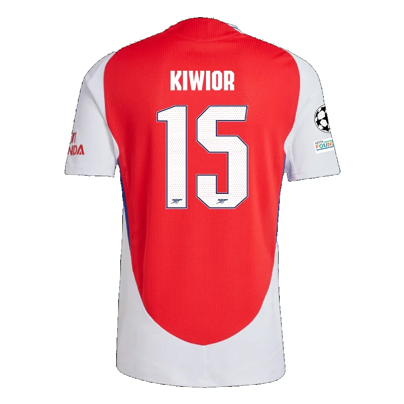 adidas Arsenal Authentic Jakub Kiwior Home Jersey w/ Champions League Patches 24/25 (Better Scarlet/White)