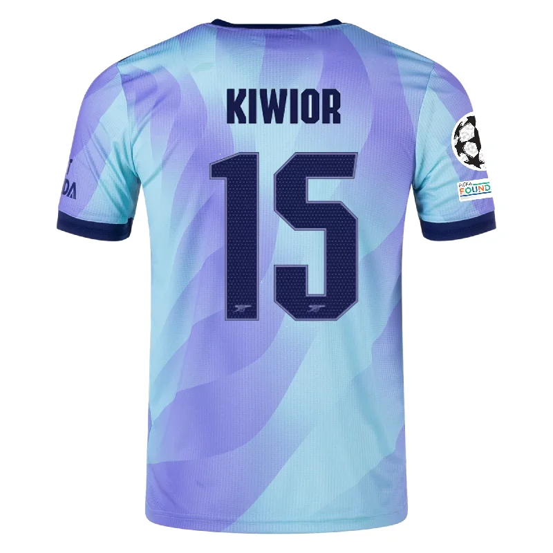 adidas Arsenal Authentic Jakub Kiwior Third Jersey w/ Champions League Patches 24/25 (Clear Aqua/Light Flash Purple)