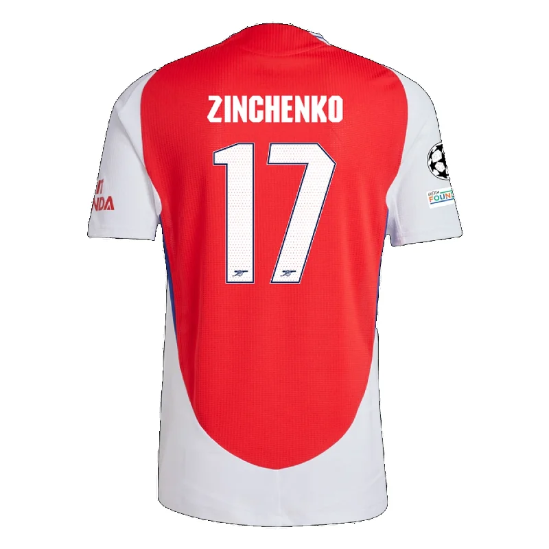 adidas Arsenal Authentic Oleksandr Zinchenko Home Jersey w/ Champions League Patches 24/25 (Better Scarlet/White)