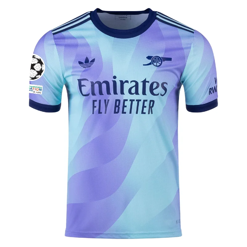 adidas Arsenal Authentic Third Jersey w/ Champions League Patches 24/25 (Clear Aqua/Light Flash Purple)