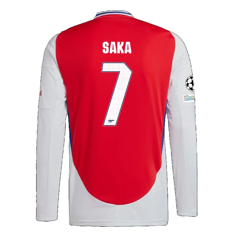 adidas Arsenal Bukayo Saka Home Long Sleeve Jersey w/ Champions League Patches 24/25 (Better Scarlet/White)