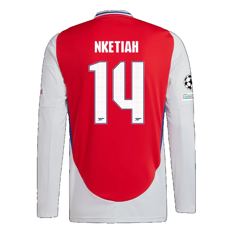 adidas Arsenal Eddie Nketiah Home Long Sleeve Jersey w/ Champions League Patches 24/25 (Better Scarlet/White)