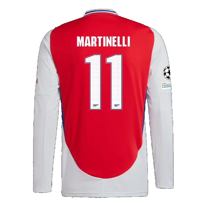 adidas Arsenal Gabriel Martinelli Home Long Sleeve Jersey w/ Champions League Patches 24/25 (Better Scarlet/White)