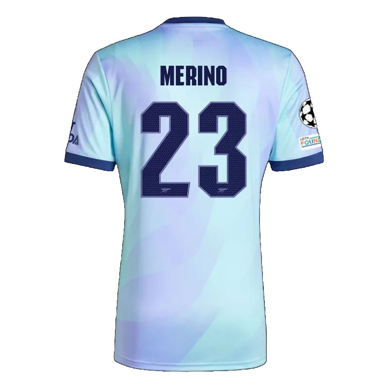 adidas Arsenal Mikel Merino Third Jersey w/ Champions League Patches 24/25 (Clear Aqua/Light Flash Purple)