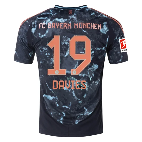 adidas Bayern Munich Alphonso Davies Away Jersey w/ Bundesliga Patch 24/25 (Black/Copper/Blue)