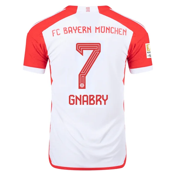 adidas Bayern Munich Authentic Serge Gnabry Home Jersey w/ Bundesliga Champions Patch 23/24 (White/Red)