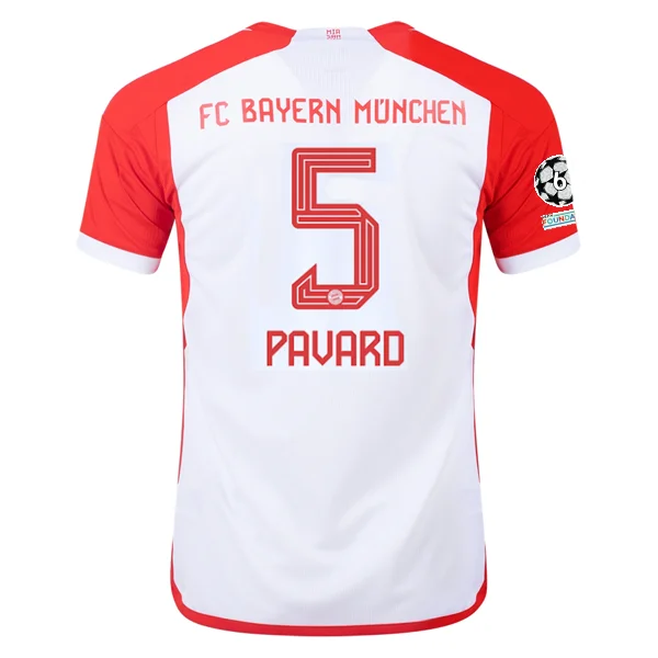 adidas Bayern Munich Benjamin Pavard Home Jersey 23/24 w/ Champions League Patches (White/Red)