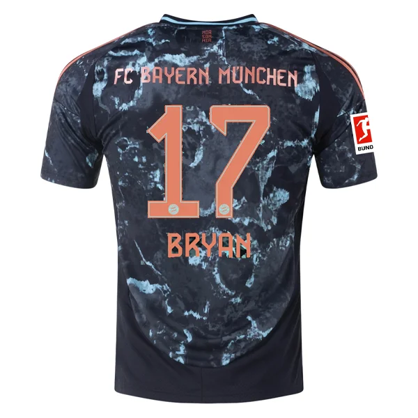 adidas Bayern Munich Bryan Zaragoza Away Jersey w/ Bundesliga Patch 24/25 (Black/Copper/Blue)