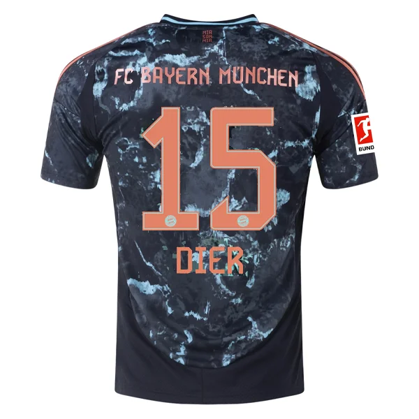 adidas Bayern Munich Eric Dier Away Jersey w/ Bundesliga Patch 24/25 (Black/Copper/Blue)