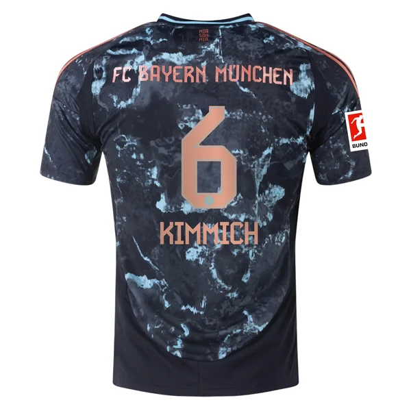 adidas Bayern Munich Joshua Kimmich Away Jersey w/ Bundesliga Patch 24/25 (Black/Copper/Blue)