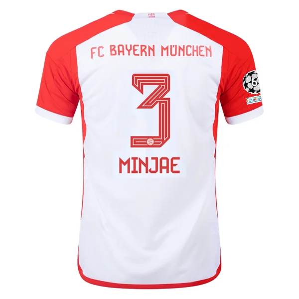 adidas Bayern Munich Kim Min-jae Home Jersey 23/24 w/ Champions League Patches (White/Red)