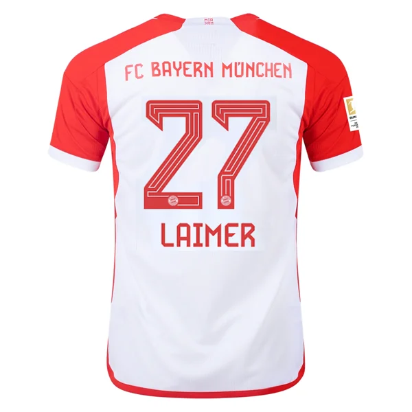 adidas Bayern Munich Konrad Laimer Home Jersey 23/24 w/ Bundesliga Champion Patch (White/Red)