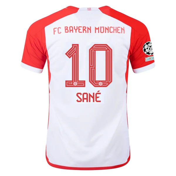 adidas Bayern Munich Leroy Sané Home Jersey 23/24 w/ Champions League Patches (White/Red)