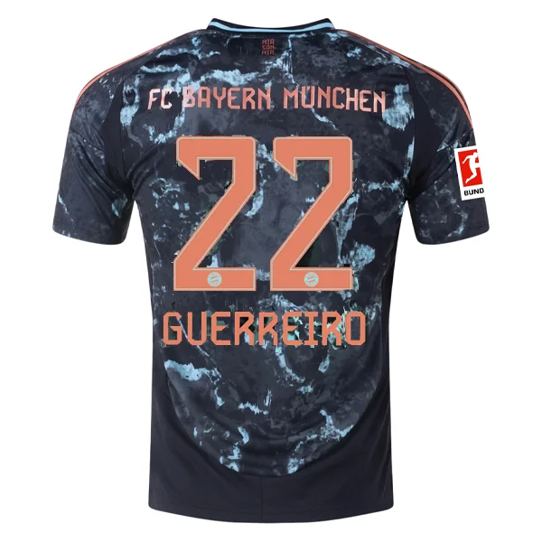 adidas Bayern Munich Raphaël Guerreiro Away Jersey w/ Bundesliga Patch 24/25 (Black/Copper/Blue)