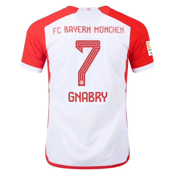 adidas Bayern Munich Serge Gnabry Home Jersey 23/24 w/ Bundesliga Champion Patch (White/Red)