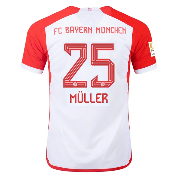 adidas Bayern Munich Thomas Müller Home Jersey 23/24 w/ Bundesliga Champion Patch (White/Red)