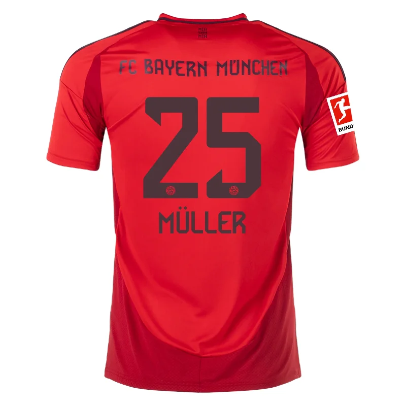 adidas Bayern Munich Thomas Muller Home Jersey w/ Bundesliga Patch 24/25 (Red/Black)