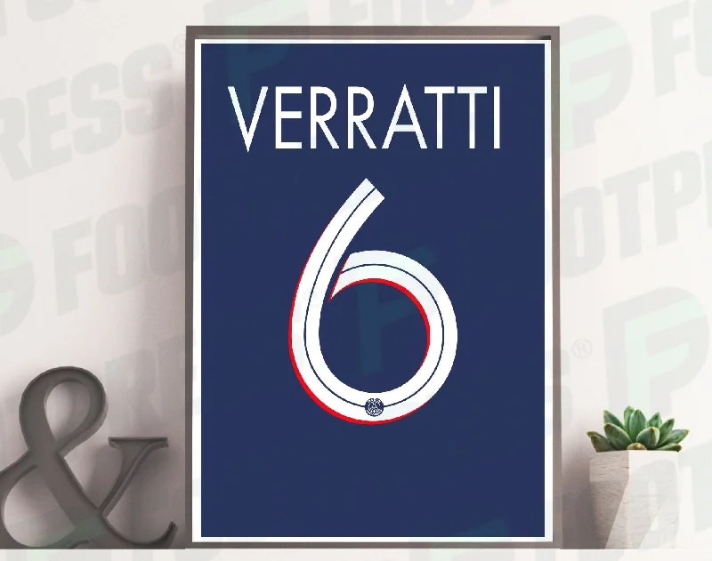 Affiche Marco Verratti Paris Saint-Germain 2020/2021 Domicile - Ligue des Champions - Maillot Face arrière