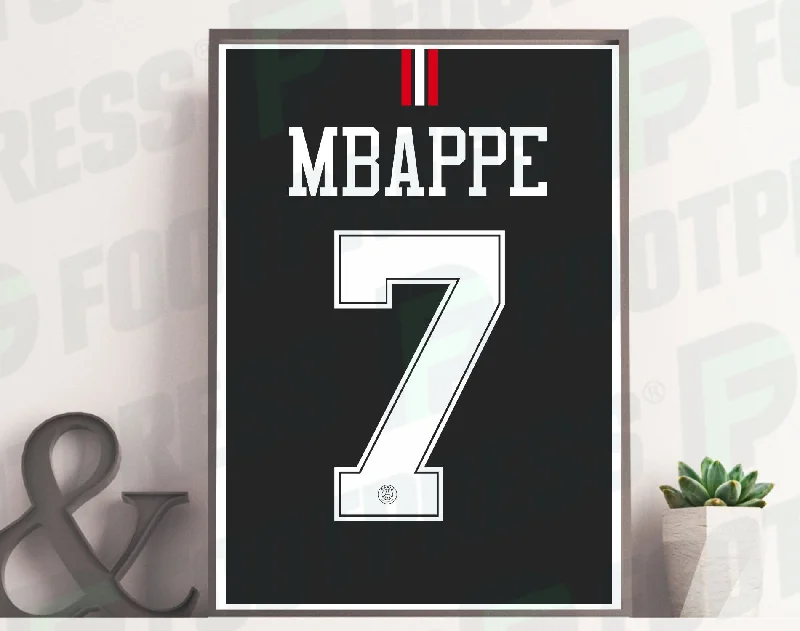 Affiche Kylian Mbappé Paris Saint-Germain 2018/2019 Third - Ligue des Champions - Maillot Face arrière