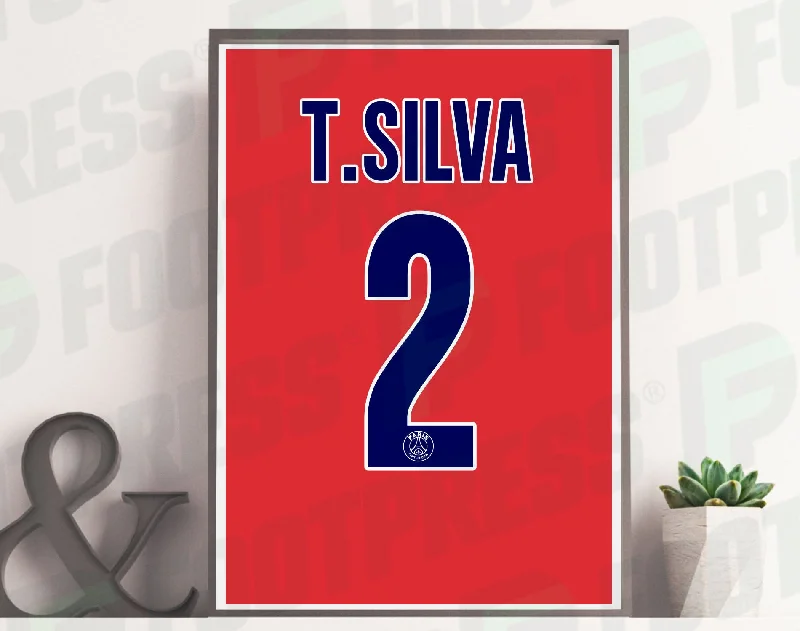 Affiche Thiago Silva Paris Saint-Germain 2014/2015 Extérieur - Ligue des Champions - Maillot Face arrière