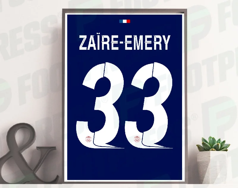 Affiche Warren Zaïre-Emery Paris Saint-Germain 2023/2024 Domicile - Ligue des Champions - Maillot Face arrière