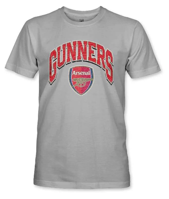 Arsenal FC Retro Gunner Wordmark Cotton T-Shirt - Light Grey