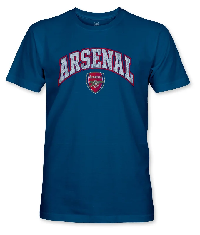 Arsenal FC Retro Wordmark Cotton T-Shirt - Cool Blue