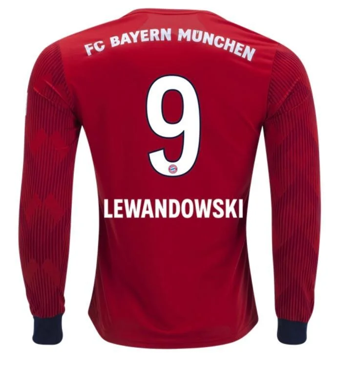 Bayern Munich Lewandowski Long Sleeve Home Jersey 2018/19