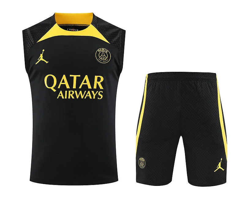 Kit Treino PSG 23/24 - Preto/Amarelo