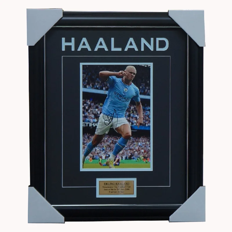 Erling Haaland Signed Manchester City Photo Framed - 5478