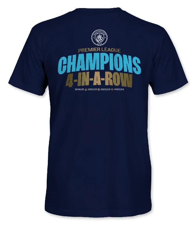 Manchester City FC 4X Winners Lockup Cotton T-shirt - Navy