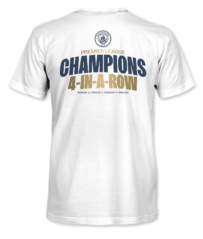 Manchester City FC 4X Winners Lockup Cotton T-shirt - White